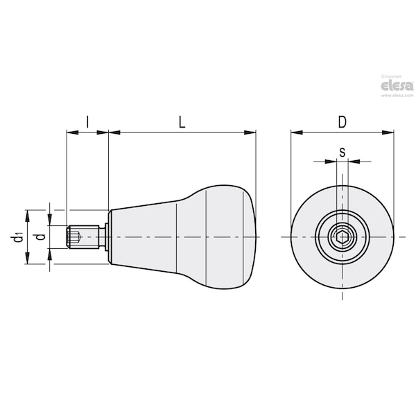 Mushroom Revolving Handles, IEL.65+x-M10-A SOFT